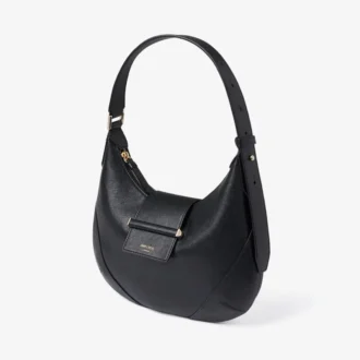 Bar Hobo Small Black Biker Leather Shoulder Bag