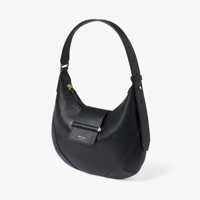 Bar Hobo Small Black Biker Leather Shoulder Bag