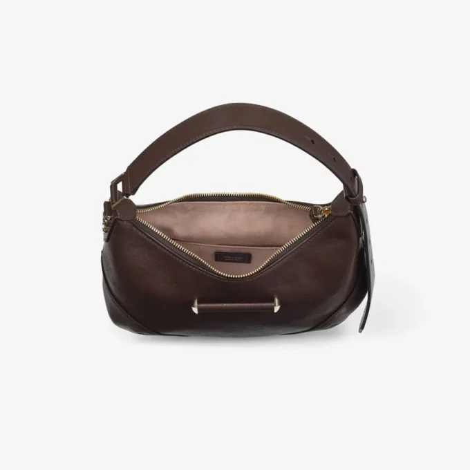 Bar Hobo Small Chocolate Biker Leather Shoulder Bag