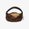 Bar Hobo Small Chocolate Suede Shoulder Bag with Biker Leather Trim