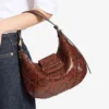 Bar Hobo Small Cognac Kigali Snake Printed Leather Shoulder Bag