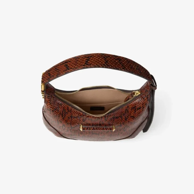 Bar Hobo Small Cognac Kigali Snake Printed Leather Shoulder Bag