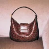 Bar Hobo Small Cognac Kigali Snake Printed Leather Shoulder Bag