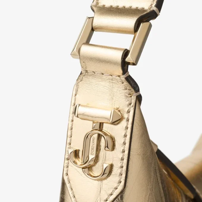 Bar Hobo Small Gold Vintage Metallic Leather Shoulder Bag