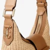 Bar Hobo Small Natural and Toffee Raffia Shoulder Bag with Smooth Calf Leather Trim