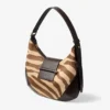 Bar Hobo Small Natural Zebra Print Pony Leather Shoulder Bag