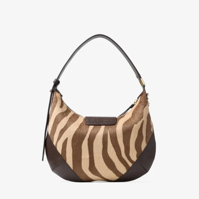 Bar Hobo Small Natural Zebra Print Pony Leather Shoulder Bag