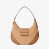 Bar Hobo Small Toffee Suede Shoulder Bag with Biker Leather Trim
