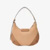 Bar Hobo Small Toffee Suede Shoulder Bag with Biker Leather Trim