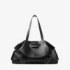 Bar Holdall Large Black Soft Grained Calf Skin Tote Bag with Textured Stars