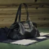 Bar Holdall Large Black Soft Grained Calf Skin Tote Bag with Textured Stars