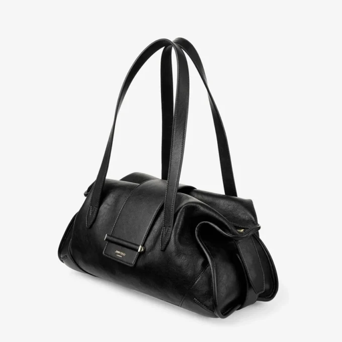 Bar Holdall Medium Black Biker Leather Holdall Bag