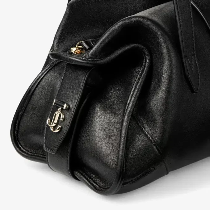 Bar Holdall Medium Black Biker Leather Holdall Bag