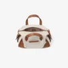 Bar Holdall Small Natural and Tan Recycled Canvas Holdall Bag with Biker Leather Trim