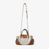 Bar Holdall Small Natural and Tan Recycled Canvas Holdall Bag with Biker Leather Trim