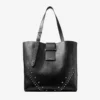 Bar Vertical Tote Medium Black Soft Grained Calf Skin Tote Bag with Textured Stars