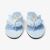 Bay Flat Riviera Blue Mix Frayed Flecked Canvas Flat Sandals