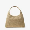 Beach Diamond Hobo Large Gold and Dark Cappuccino Metallic Raffia Shoulder Bag