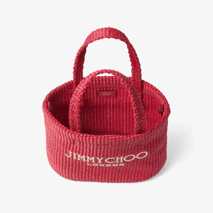 Beach Tote East-West Mini Ruby Red and Light Gold Mini Beach Top Handle Tote Bag