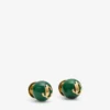 Beads Earrings Dark Green and Gold Finish Metal and Acrylic Stud Earrings