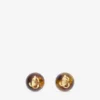 Beads Earrings Tortoiseshell and Gold Finish Metal and Acrylic Stud Earrings