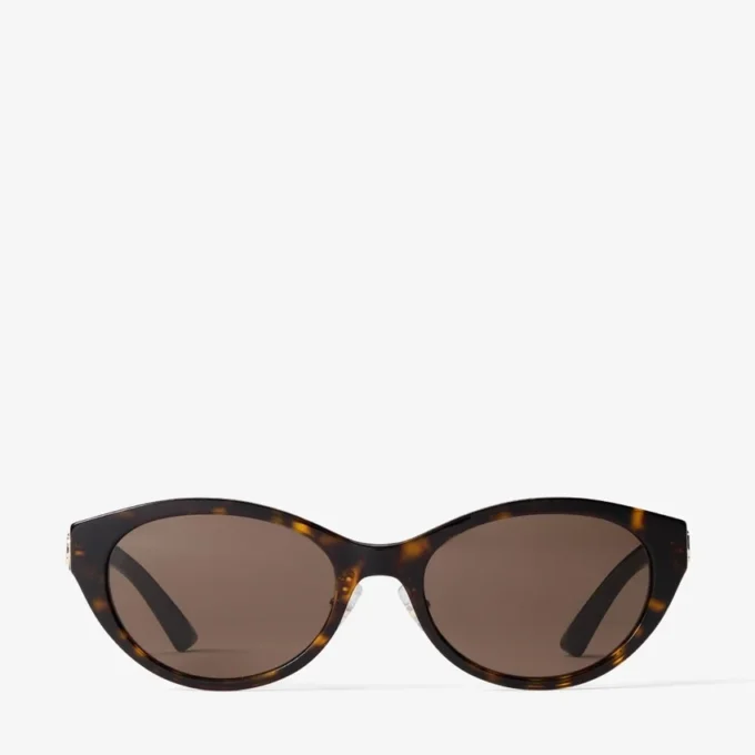 Benna Havana and Dark Brown Acetate Oval Sunglasses