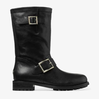 Biker Mid Black Biker Leather Ankle Boot