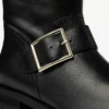 Biker Mid Black Biker Leather Ankle Boot