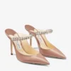 Bing 100 Ballet Pink Patent Leather Mules with Crystal Strap