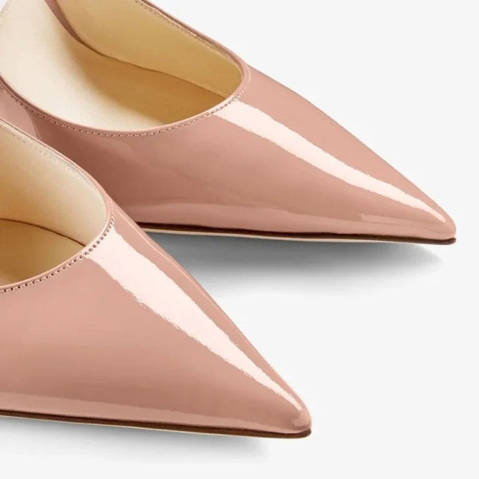 Bing 100 Ballet Pink Patent Leather Mules with Crystal Strap