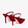 Bing 100 Ruby Red Velvet Mules with Crystal Embellishment