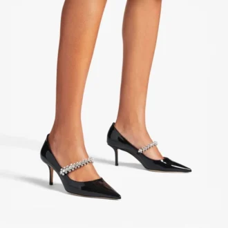 Bing Pump 65 Black Patent Leather Pumps with Crystals