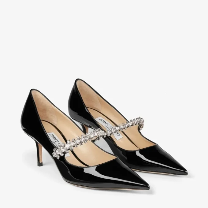 Bing Pump 65 Black Patent Leather Pumps with Crystals