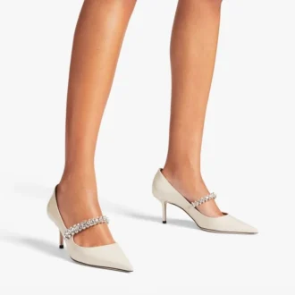 Bing Pump 65 Linen Patent Leather Pumps with Crystals