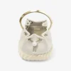 Bon Bon Almond Mix Flecked Canvas and Wicker Bucket Bag