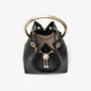 Bon Bon Biker Leather Black Bag with Pearl Closure