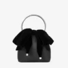 Bon Bon Black Satin Bucket Bag with Velvet Bow