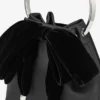 Bon Bon Black Satin Bucket Bag with Velvet Bow