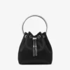 Bon Bon Black Satin Handbag with Metal Handle