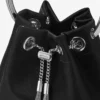 Bon Bon Black Satin Handbag with Metal Handle