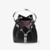 Bon Bon Black Satin Handbag with Metal Handle