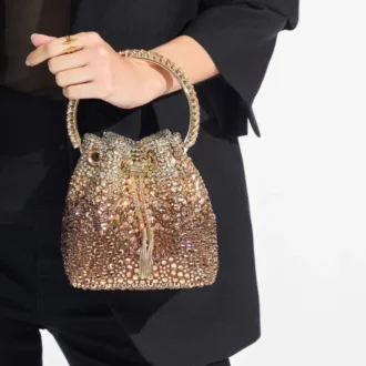 Bon Bon Bronze Satin Handbag with Degrade Crystals
