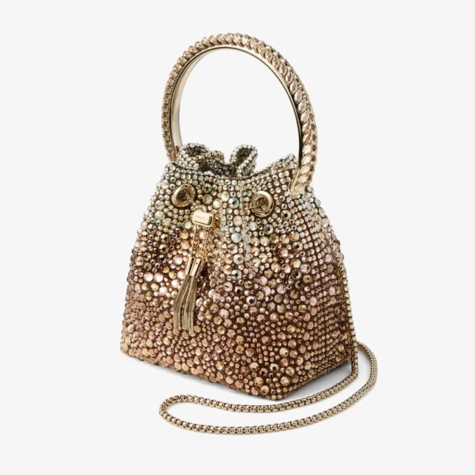 Bon Bon Bronze Satin Handbag with Degrade Crystals