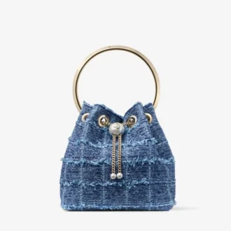 Bon Bon Crosshatch Denim Fabric Bucket Bag