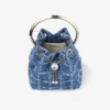 Bon Bon Crosshatch Denim Fabric Bucket Bag