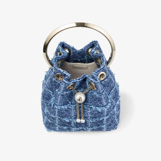 Bon Bon Crosshatch Denim Fabric Bucket Bag