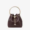 Bon Bon Deep Merlot Biker Leather Bag with Pearl Closure