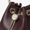 Bon Bon Deep Merlot Biker Leather Bag with Pearl Closure