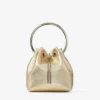 Bon Bon Gold Metallic Nappa Bag with Metal Handle