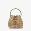 Bon Bon Gold Metallic Nappa Handbag with Crystal Embroidery